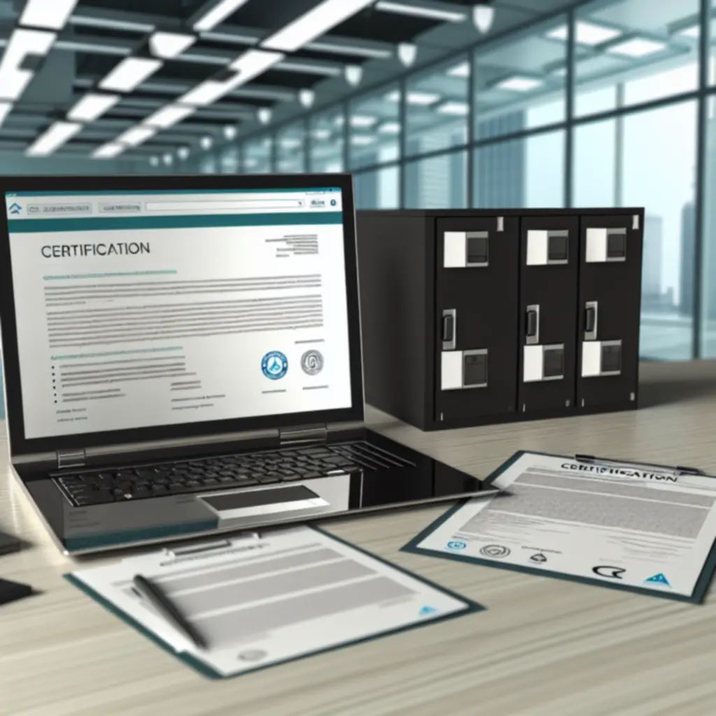 Technische compliantiedocumenten en datasheets overzichtelijk op een bureau