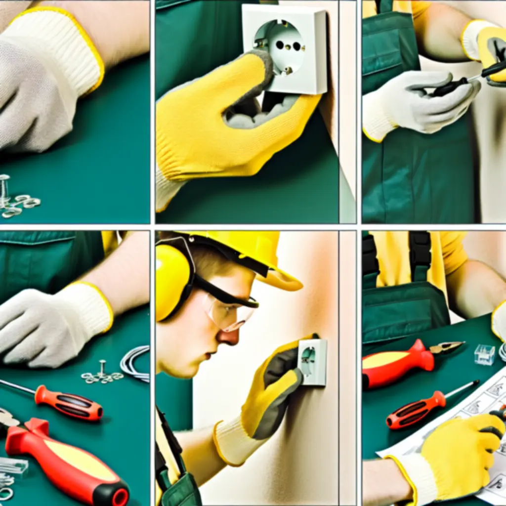 Monteur die volgens een installatiediagram een elektrisch component monteert